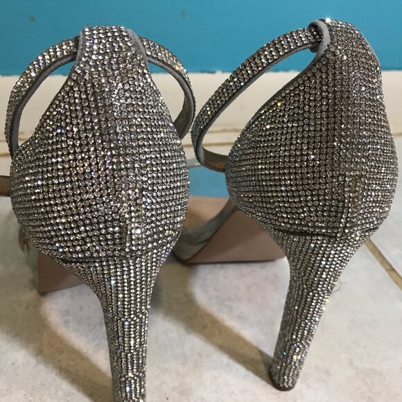 NEW Steve Madden Kisha Platform Sandal Silver Rhinestone Sparkly Bling * Size 9 - Picture 8 of 10